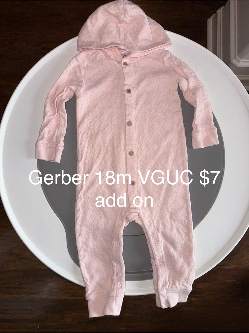 Gerber Pink Hooded Long-Sleeve Romper